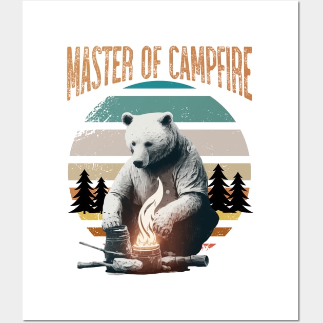 Master of Campfire. Funny Camping Quote. Campfire and Bear Wall Art by ElenaDro